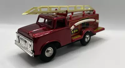 Vintage Fire Truck Tin Friction MF163 China Litho Toy Ladder • $5