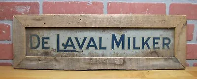 DE LAVAL MILKER Original Old Double Sided Tin Metal Sign In Wooden Frame Farm Ad • $295