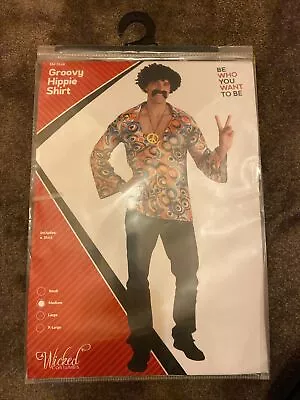 Mens Groovy Hippie Shirt Fancy Dress Hippie Festival 60's 70's Party Disco • £12