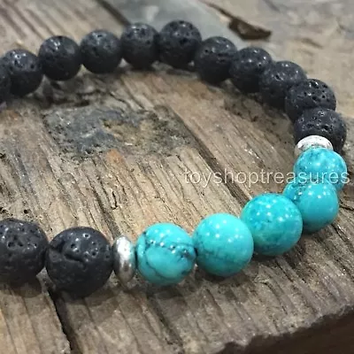 $14.95 • Buy Aromatherapy Diffuser Essential Oil Lava Turquoise Magnesite  Bracelet Healing
