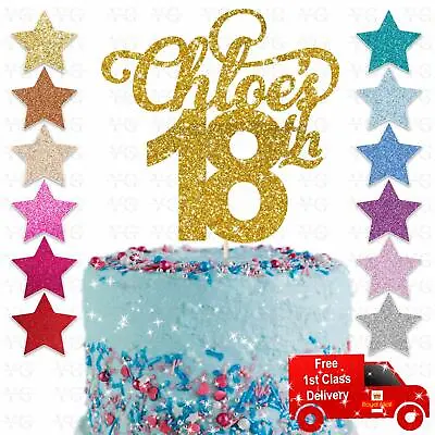 Custom Personalised 18th Birthday Glitter Cake Topper Any Name Age 16 18 21 30 • £2.75