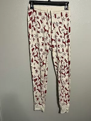 Hanna Anderson Pajama Pants Womens Small Scandi Cane Holiday Long John Ladies • $13.59