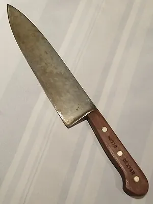 Vintage DEXTER Chef Knife 10” Blade 48910 Full Tang Wood Handle Southbridge Mass • $115