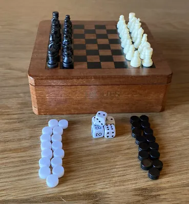 £27.95 • Buy Jaques Of London Mini Chess Set / Draughts & Backgammon