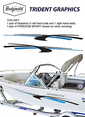 Quintrex Style Trident Graphics 1500mm Long For Both Sides Of Boat • $135