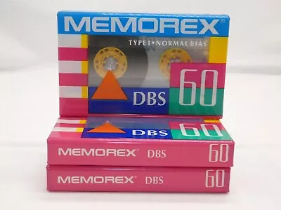 MEMOREX DBS 60 Type 1 Normal Bias Lot Of 3 NOS SEALED VINTAGE CASSETTE TAPE Prop • $8.99