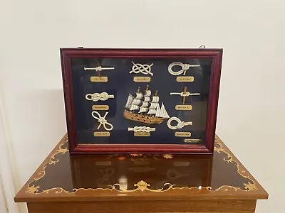 Vintage Nauticalia Nautical Sailors Knots & Ship Wall Display 3D Showcase Framed • £30
