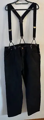 Wrangler Black Jeans 42x30 Suspenders Made In USA • $18.99