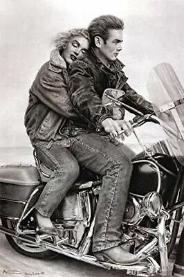 James Dean & Marilyn Monroe On Motorcycle Laminated Poster 24.5 X 36.5 Inches • $20.49