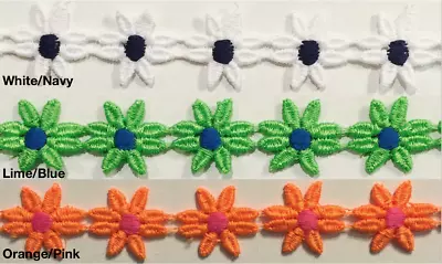 7/8  Venice Lace Daisy Trim - 9 Continuous Yards - Many Colors Available! • $10