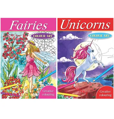 Adult Children Fairies Unicorns Colour Therapy Artist Colouring Book Books   • £4.49