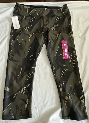 Marika Sport Performance 20.5  Olive Night Palm ActiveCapri Leggings Size XL NWT • $24.99