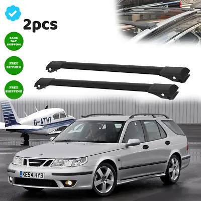 For  Saab 9-5 Estate/Wagon 1999-2010 Roof Rack Cross Bars Black Set • $129