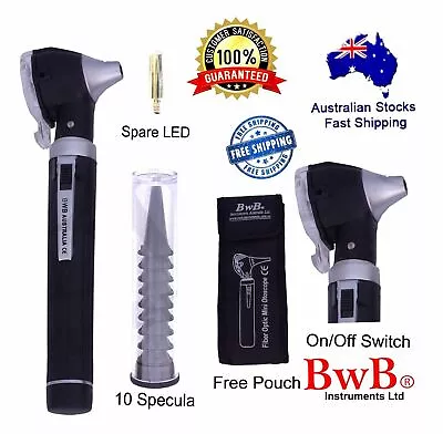 BWB Mini Otoscope Fiber Optic Black Medical Diagnostic Free Bulb Ce Mark New • $31.99