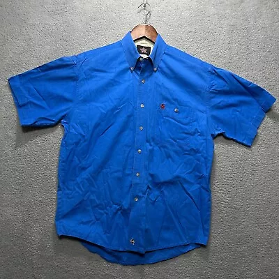 PBR Mens Medium Short Sleeve Shirt Blue Button Down Western Bull Rider Cowboy • $11.97