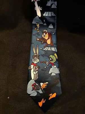 Looney Tunes Marvin The Martian Taz Bugs Daffy Black Neck Tie 100% Polyester • $12.95