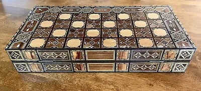 $68 • Buy Large Mosaic Wood Mother Of Pearl Inlaid Backgammon Chess Checkers Game Set