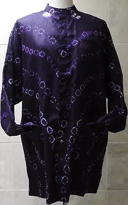 Yvonnes Designs Artisan Sz L (chest 54 ) Deep Purple Tie Dye Batik Nehru Jacket • $55.99