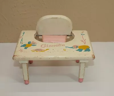 Vintage Vogue 8  GINNETTE White Wood BABY TENDER Animal Motif & Pink VINYL Seat • $25