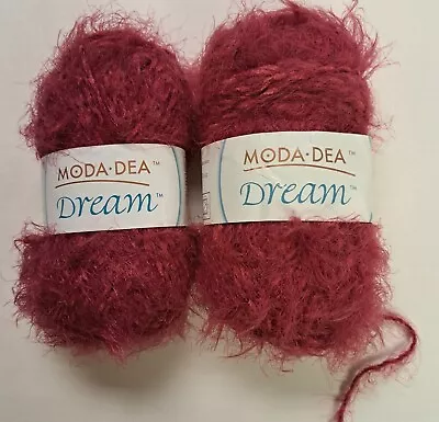 LOT Of 2 MODA DEA DREAM In RASPBERRY 93yds 1.76oz Nylon Acrylic Made In Italy • $6.50