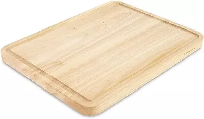 Classic Rubberwood Cutting Board With Perimeter Trench Reversible Chopping Boar • $49.32