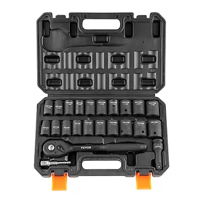 VEVOR Impact Sockets Set 23pcs 6-Point 1/2in Drive Bit Ratchet Tool Kit Case • $34.99