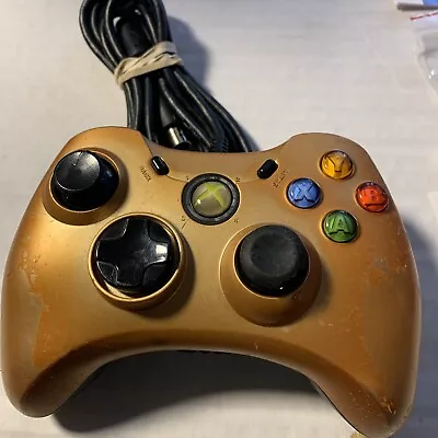 $10 • Buy Microsoft XBOX 360 OEM Wireless Controller Gold Chrome 1403 Tested Working