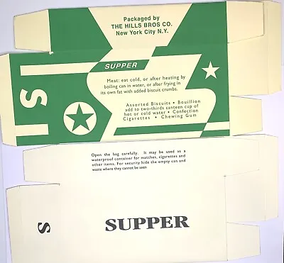 US Army K Ration Supper Replica Box And Inner Sleeve (B1) • $6.17