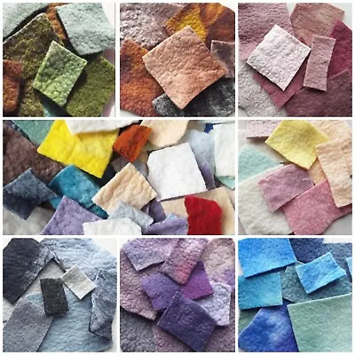 20g Hand Felted Dyed Thick Felt Pieces 100% Wool Crafting • £2.50