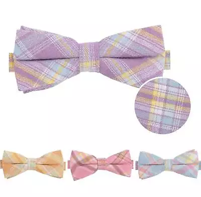 Premium Madras Plaid Mens Bow Tie Formal Adjustable Pre-Tied Bowtie By DQT • $9.99