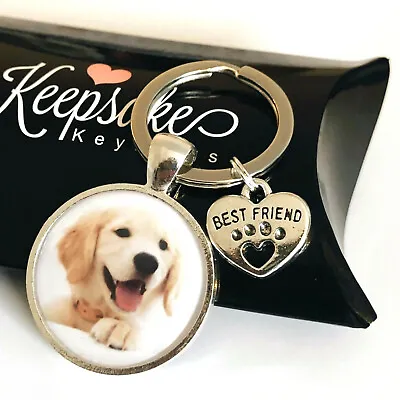 Personalised Photo Gift Keyring Best Friend Paw Charm Cat Dog Pet Present Gift • £4.75