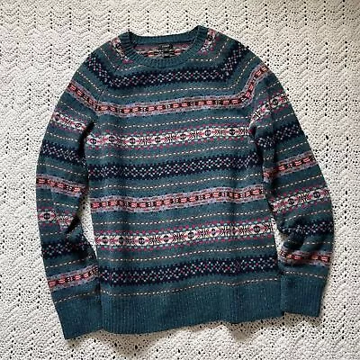 J. Crew 100% Lambswool Iverness Fair Isle Crewneck Sweater Green (Medium) • $59.99