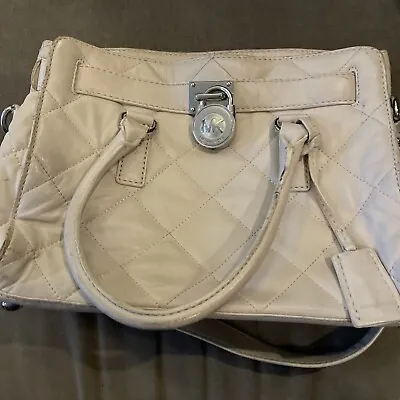 MICHAEL Michael Kors Cream Pebbled Leather Top Zip Tote Shoulder Bag • $13.99