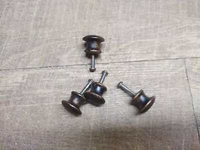 Vintage Lot Of 4 Dark Wood Furniture Knobs Pulls  • $12