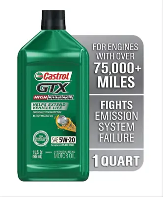 Castrol 15B6E6 GTX High Mileage SAE 5W-20 Motor Oil 1 Qt. • $33.90