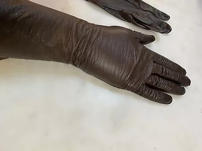 Vintage Pair Real Kid Brown Leather Gloves Size 6 • $8.99