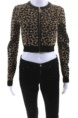 Michael Michael Kors Womens ECO CHEETAH Print DARK CAMEL Zip Jacket Size S • $118