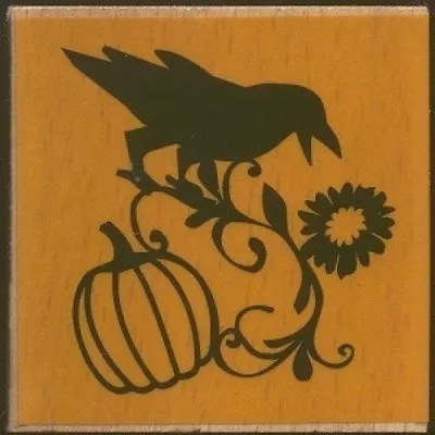 RAVEN Bird PUMPKIN Sunflower FALL AUTUMN Darice Scrappy Cat NEW RUBBER STAMP  • $3.29