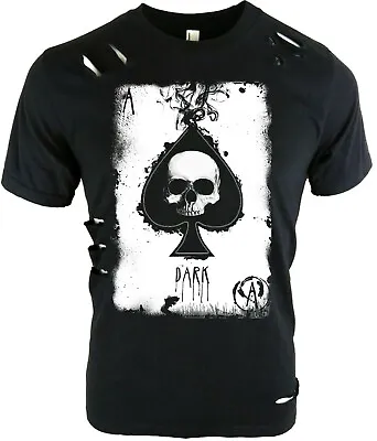 £10.95 • Buy Ace Of Spades Skull | Mens Distressed T-Shirt | S To Plus Size | Biker Goth Rock