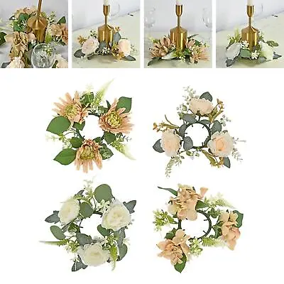 Candle Rings Wreaths For Taper Candles Tabletop Candle Garland Faux Flower • £5.02