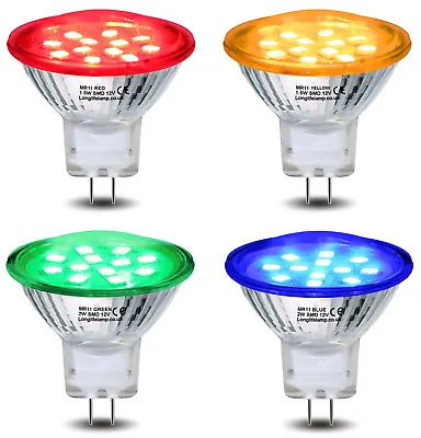 Red Green Blue Yellow 12V LED MR11 Low Voltage Light Bulb GU4 Coloured Spotlight • £5.99