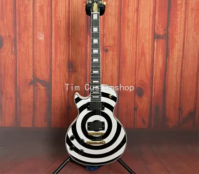 Custom Zakk Wylde Left Handed Bullseye Electric Guitar Gold Hardware Black&White • $277.68