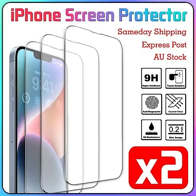 $7.85 • Buy 2x Tempered Glass Screen Protector For IPhone 14 13 12 11 Pro XS Max XR 7 8 Plus