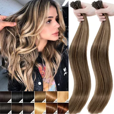 1G 0.5G 50-300S Stick Tip I Tip Real Human Hair Extensions Highlight Micro Bead • $34.96