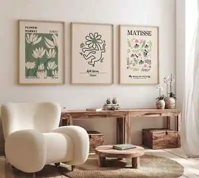 £23.99 • Buy Matisse Picasso Keith Haring Green Wall Art Home Print Picture Retro 3 Set A4 A3