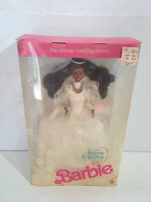 NIB Mattel Wedding Fantasy  African American Bride Barbie 1989 11.5 Doll • $35