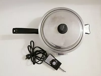Vintage Lifetime Stainless Steel 11  Electric Skillet Fry Pan #7905E With Lid  • $33.99