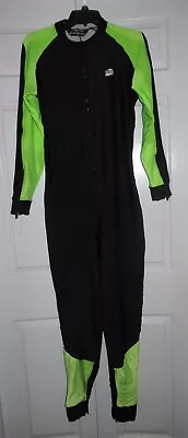  PERFORMANCE WETSUIT Black Green Long Sleeve Zip Large Fair Condition • $14.95