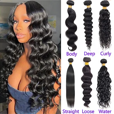 10A Human Hair Bundles Straight Body Wave Loose Deep Curly Water Wave Remy Hair • $98.37