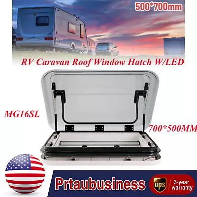 700*500mm RV Caravan Roof Window Hatch W/LED Light Anti-UV Acrylic Cover • $436.05